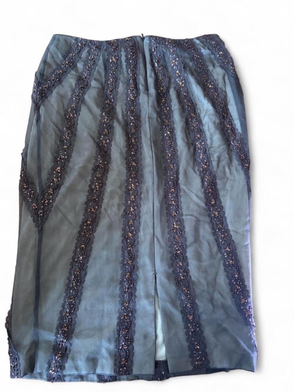 Rare Mandalay 100% Silk Beaded Sequin Midi Skirt 1 of 1 Y2K - Picture 7 of 7